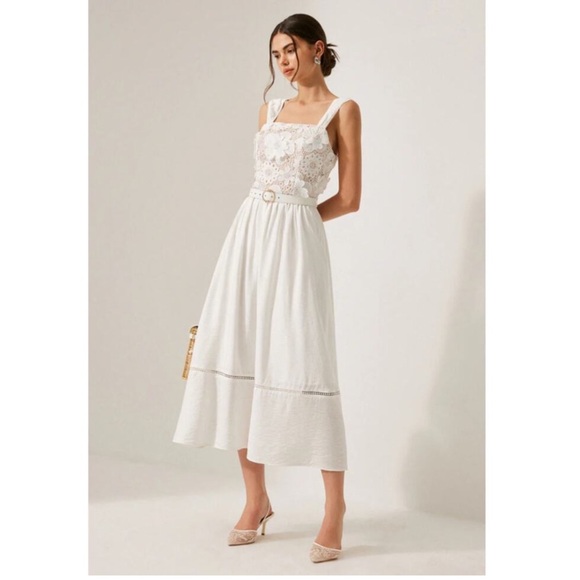 NWT Commense White Floral 3D Lace Maxi Dress - Picture 6 of 16